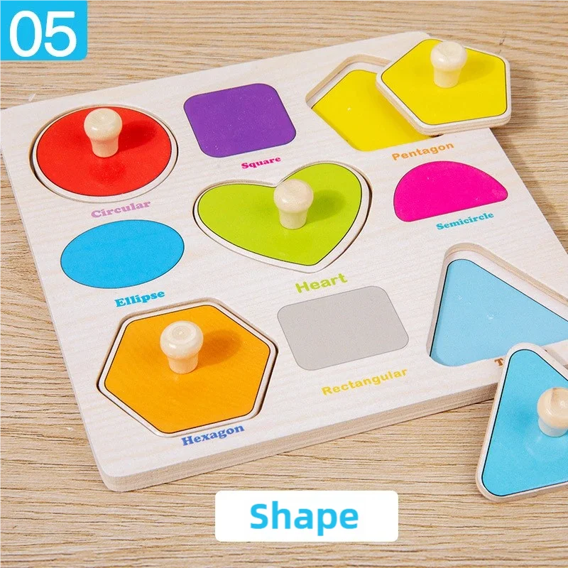 Puzzles en bois Montessori pour enfants, jeu de puzzle manuel, jeu de poissons pour développer la cognition et l'éveil des parents et des enfants