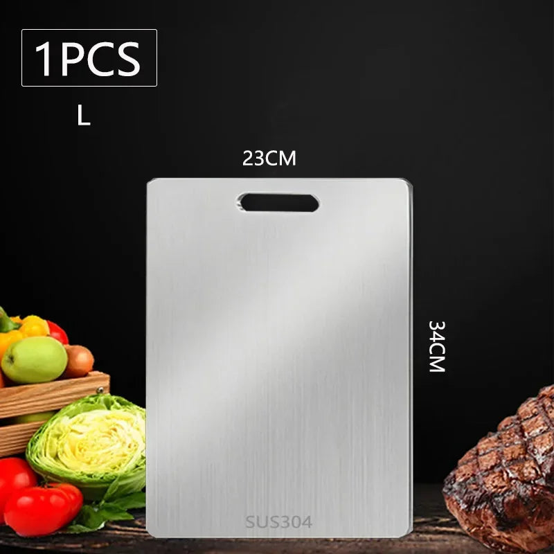 Planche à découper WXCOO 1PCS en acier inoxydable, planche épaisse de cuisine antiadhésive double face pour fruits et viande