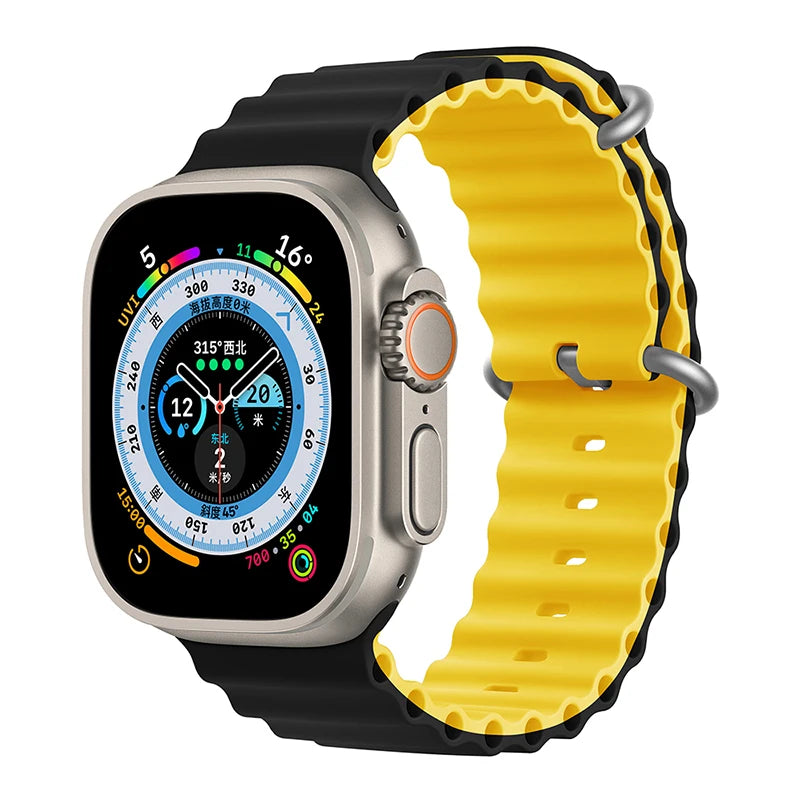 Bracelet océan en Silicone pour bracelets de montre Apple 45mm 46mm 40mm Ultra 2 49mm 44mm 41mm 38-42mm bracelet de sport série 10 9 8 7 6 5 4 SE