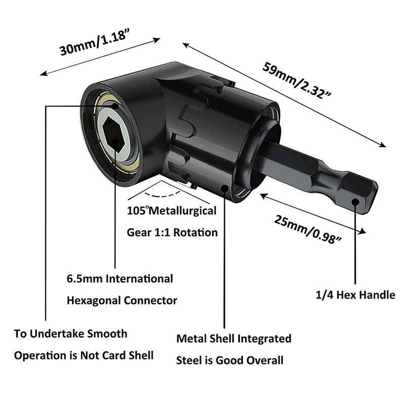 Dégagement perceuse à Angle droit, accessoire de qualité d'impact, outil manuel électrique, pilote d'adaptateur de prise rotatif, jeu d'extension, tournevis Ho