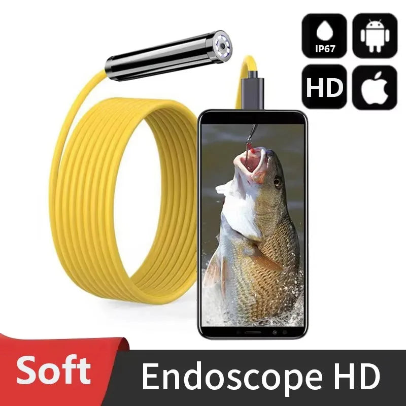 Caméra d'endoscope à câble souple flexible avec sonde de 12 mm et port Type-C, compatible avec PC Xiaomi et système d'imagerie haute qualité HUAWEI