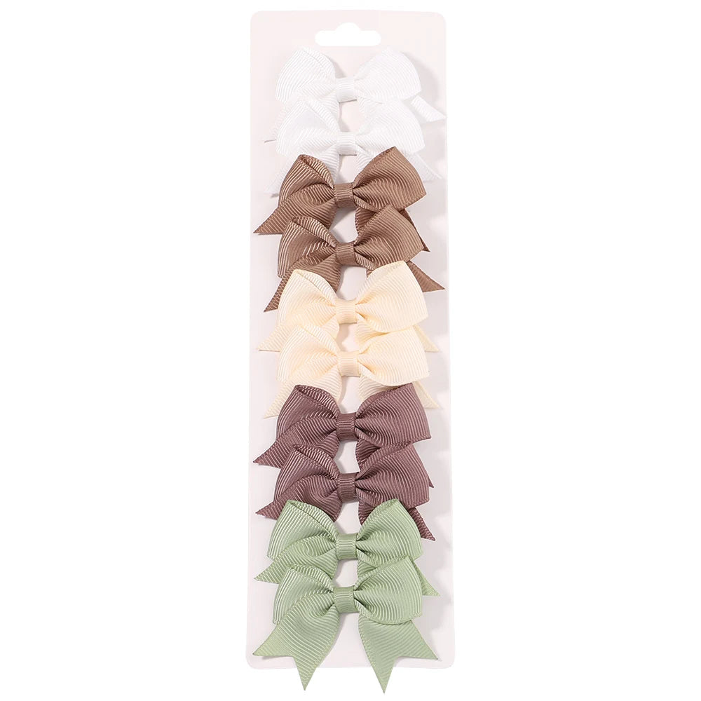 Pinces à cheveux avec nœud papillon en ruban solide, 10 pièces/ensemble, jolies Barrettes faites à la main pour bébés filles, couvre-chef, accessoires pour enfants