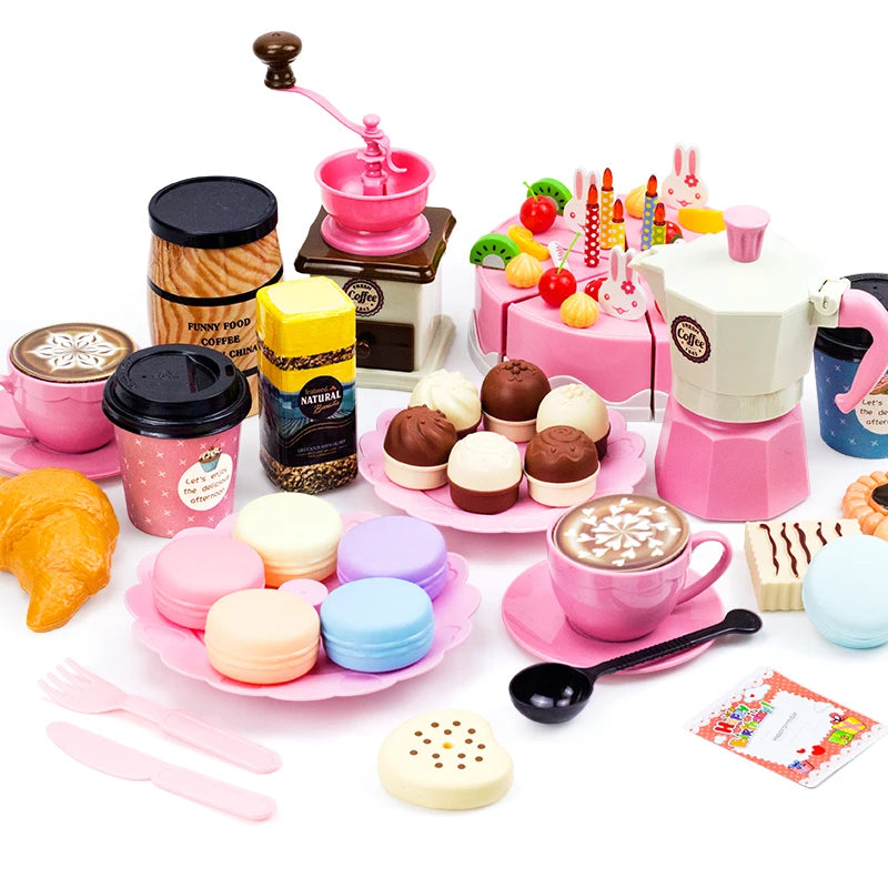 Ensemble de jeu pour enfants : nourriture, thé, cuisine miniature, gâteau à découper, idéal pour les jeux de rôle et les cadeaux d'anniversaire