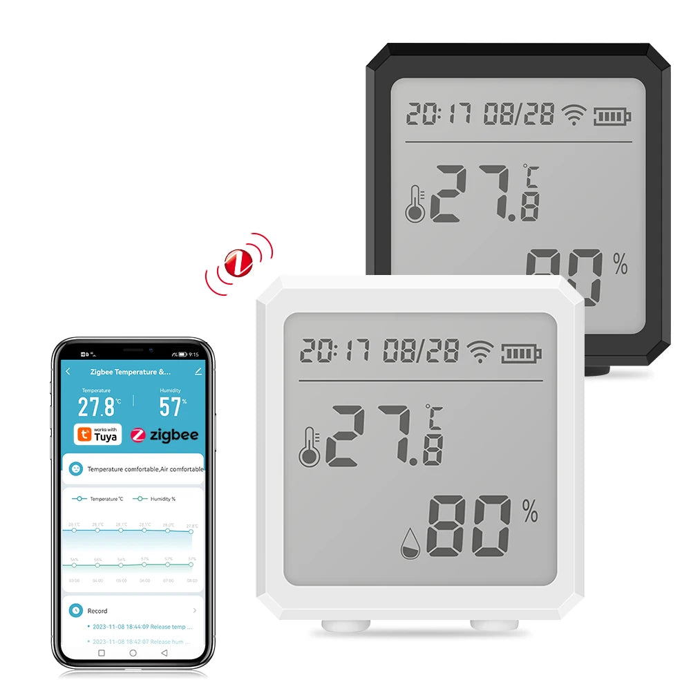 Zigbee – capteur de température et d'humidité, avec application Tuya, écran LCD, affichage numérique, thermomètre sans fil, fonctionne avec la couleur noir ou blanc