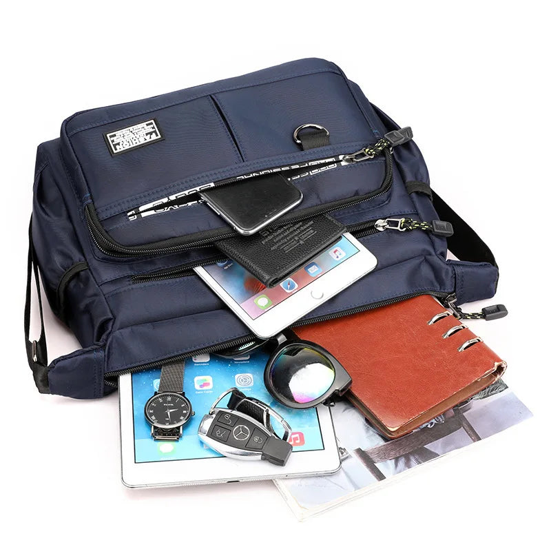 Sac à bandoulière Design Oxford pour hommes, grande capacité, décontracté, multicouche, poche, mode, épaule unique, sacoche de luxe