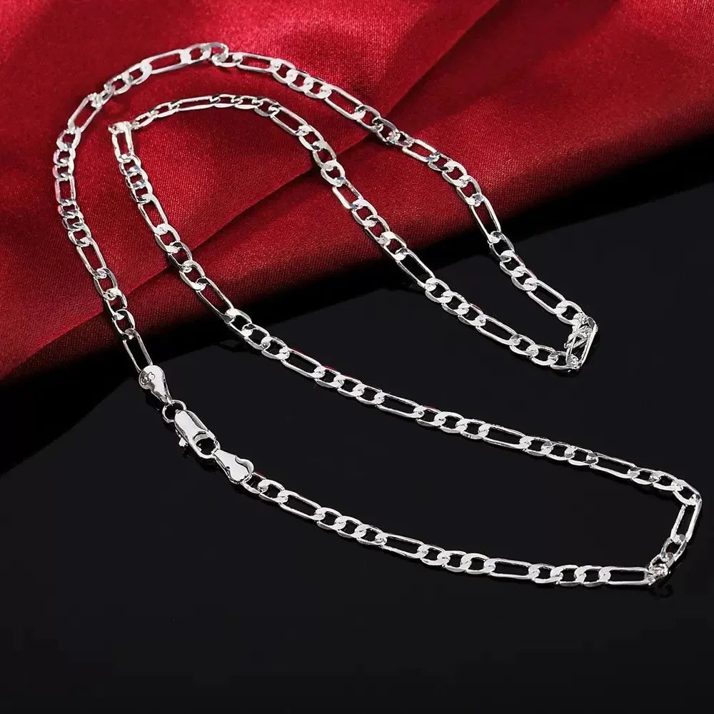 Fine Noble – ensemble de bijoux en argent 925 pour hommes et femmes, chaîne de 4MM, Bracelet et collier, cadeaux de noël, breloques de mariage, nouvel arrivage