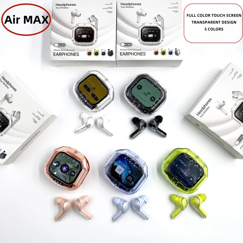 Air Max Smart Touch Screen Headsets TWS In Ear Buds Sports Earphones Binaural pro Stereo Soundtrack Microphone Bass Headsets
