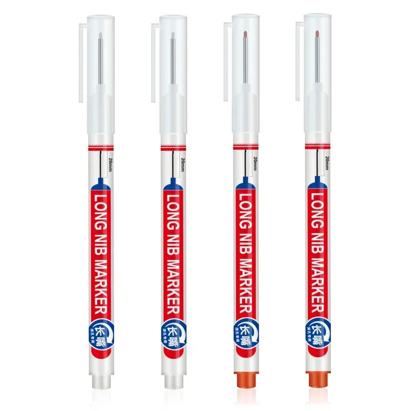 Marqueurs à tête de pointe longue pour stylo perforateur en métal, étanche, salle de bains, décoration du bois, multi-usages, 4 pièces/ensemble 20mm