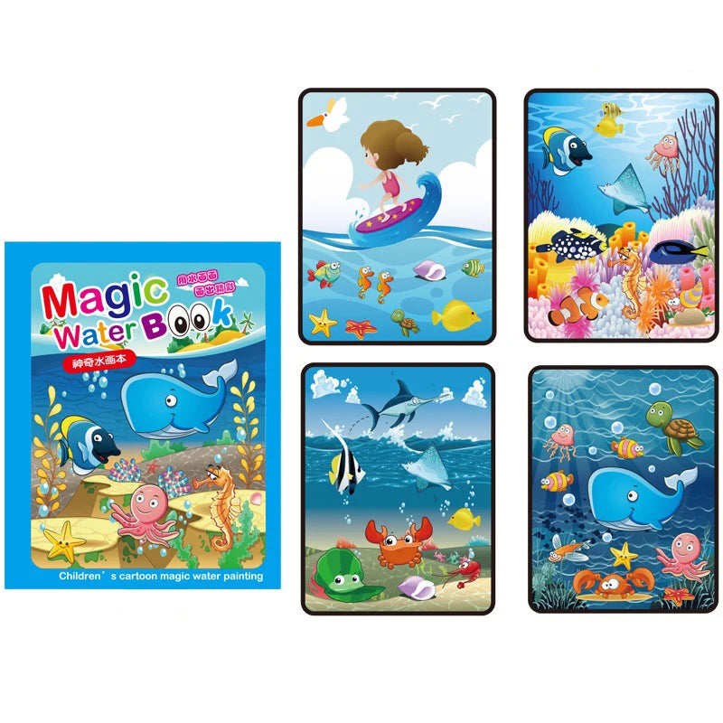 Carnet de dessin à l'eau réutilisable 1P - Bloc de peinture magique sans dégâts avec stylo à eau rechargeable