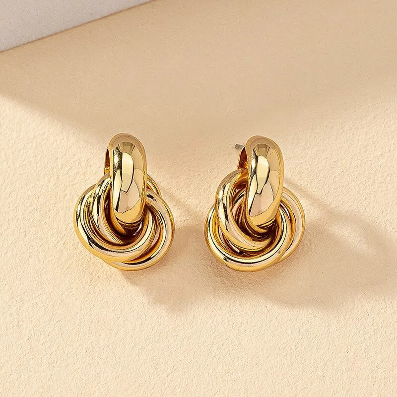 2 paires ensemble or argent couleur noeud cerceau ensemble de boucles d'oreilles pour les femmes brillant placage à la mode boucle d'oreille goujon mignon usage quotidien ensemble de bijoux