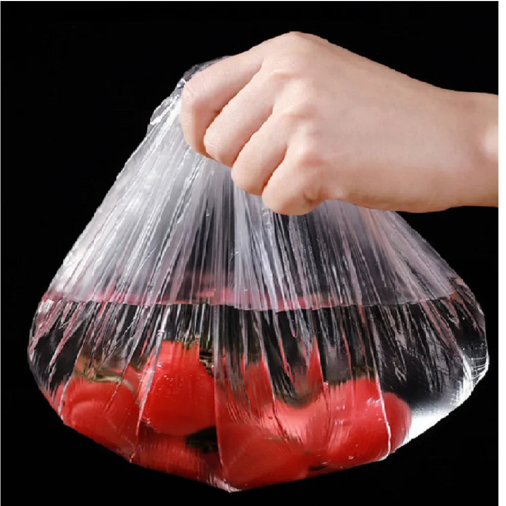 100 couvercles alimentaires élastiques, couvercles jetables en plastique pour bols de fruits et légumes, emballages fraîcheur