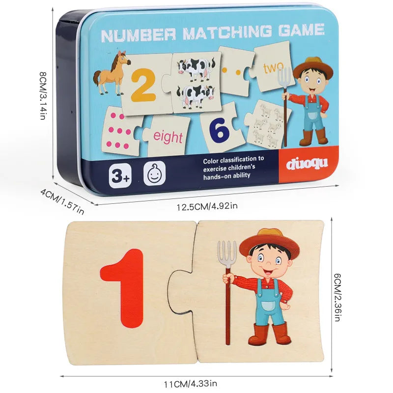 Boîte à fer à repasser pour enfants - Jeu de puzzle en bois avec animaux et nourriture - Jeu d'éveil à la logique et jouets éducatifs