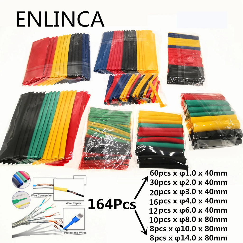 Kit d'emballage thermo rétractable, 127 à 750 pièces, gaine thermo rétractable, pour câbles de connexion électrique, gaine d'isolation