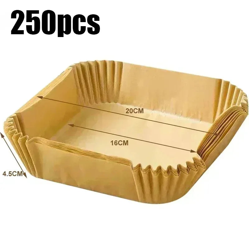 Papier jetable pour friteuse à Air, 50/100/200 pièces, papier spécial rond/carré pour aliments, huile de silicium, doublures de friteuse à Air, papier de cuisson