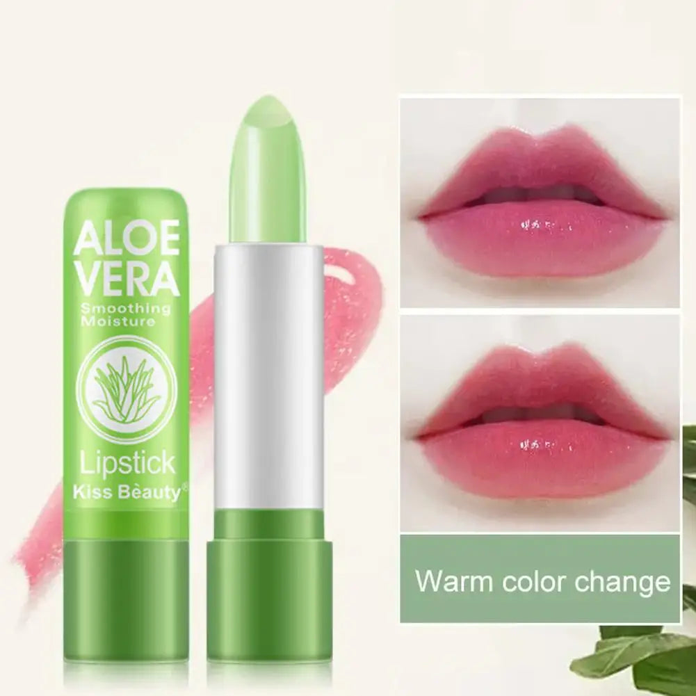 Baume à lèvres hydratant à l'aloe vera, baume à lèvres naturel, rouge à lèvres thermosensible, longue tenue, soin des lèvres, maquillage, 1 pièce