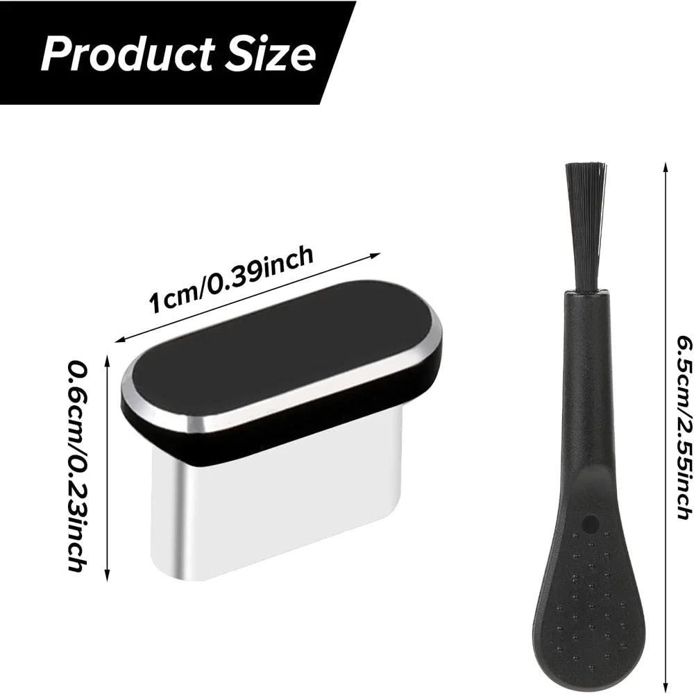 Lot de 4 bouchons anti-poussière USB-C avec brosse de nettoyage, pour ports de charge et téléphones Samsung, Xiaomi et tous les modèles de type C