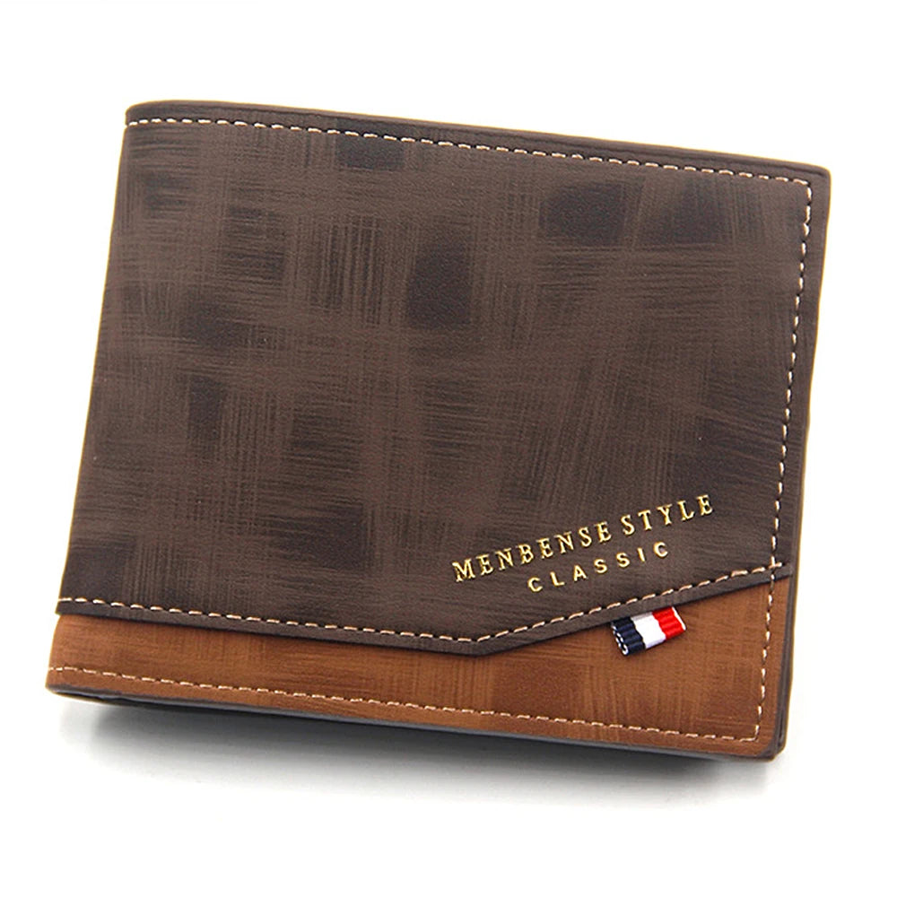Portefeuille court pour homme, fin et classique, avec porte-monnaie et porte-photo, petit portefeuille masculin, porte-cartes de qualité, portefeuille en cuir givré pour homme
