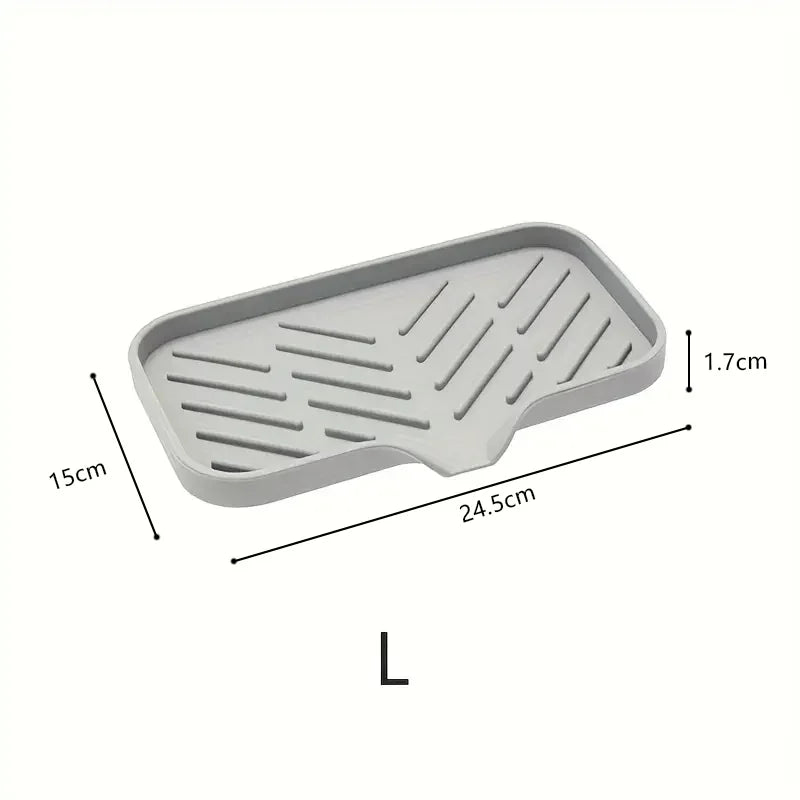Tapis de robinet en silicone, plateau d'évier, distributeur de savon, éponge, tapis d'égouttage, plateau de rangement pour comptoir, porte-savon