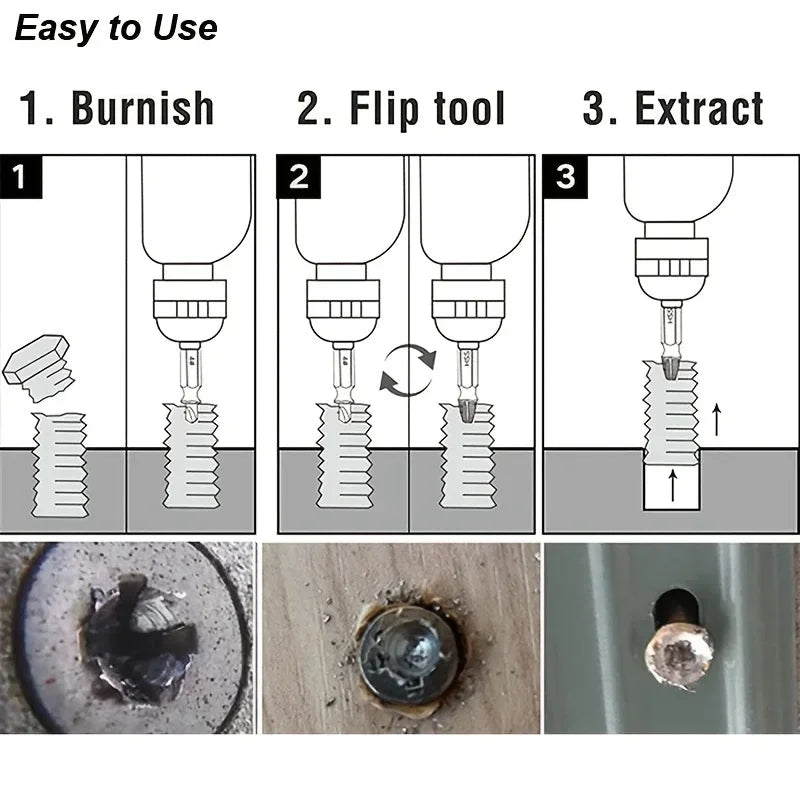 Jeu d'extracteurs de vis endommagés, foret HSS, acier rapide, dissolvant cassé, petit Kit de retrait facile et rapide, outils électriques