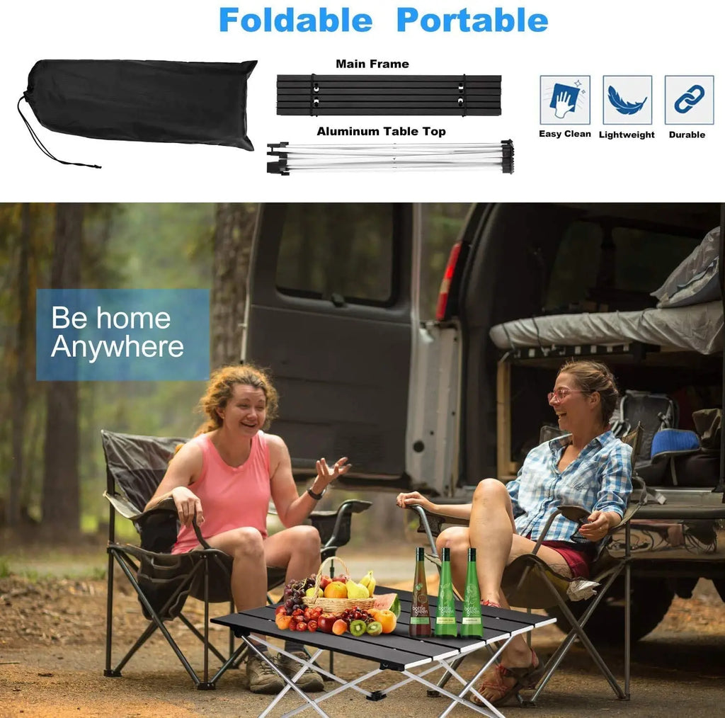 Table de camping pliante ultralégère et portable, idéale pour les repas en plein air, en alliage d'aluminium haute résistance, pour les fêtes dans le jardin, les pique-niques et les barbecues.