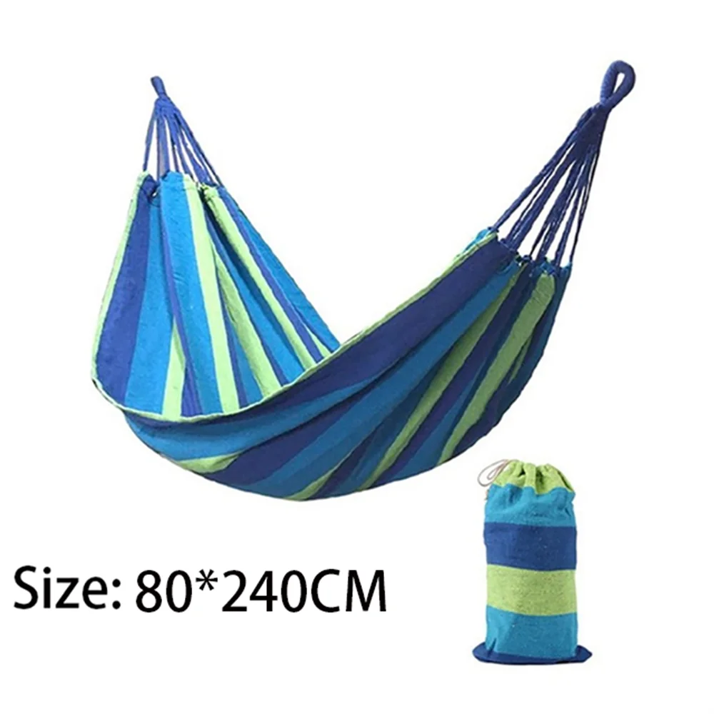 Hamac double pour 2 personnes en toile de coton avec sangles pour arbres, pour terrasse, jardin, cour, extérieur et intérieur (rouge, bleu)