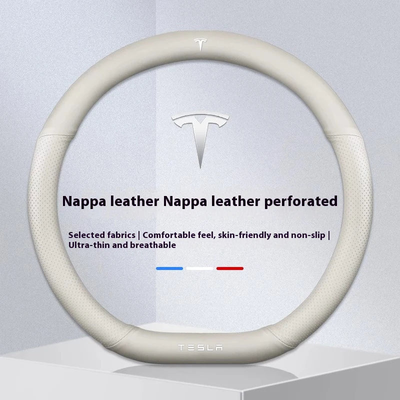 Housse de volant en cuir suédé antidérapant et respirant pour Tesla Model 3, Model Y, Model S, Model X Roadster- Accessoires auto