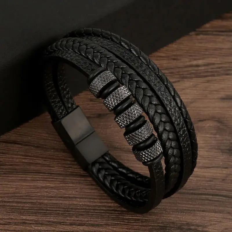 Bracelet en cuir classique pour hommes, nouveau Style, tissé à la main, multicouche, accessoire combiné, mode homme, bijoux, vente en gros, livraison directe