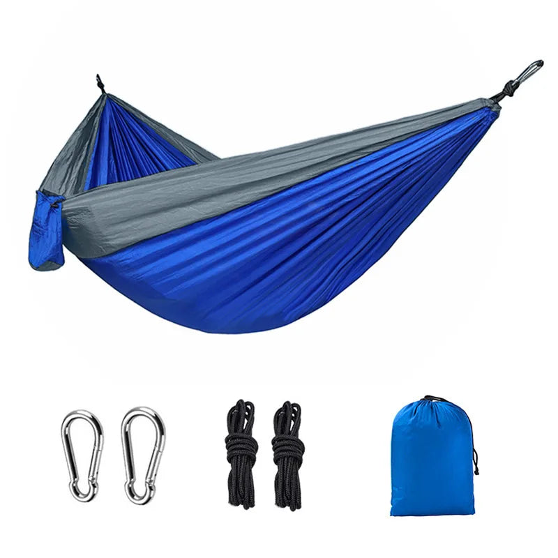 Hamac de camping une place en nylon assorti, en tissu parachute haute résistance, pour lit suspendu portable