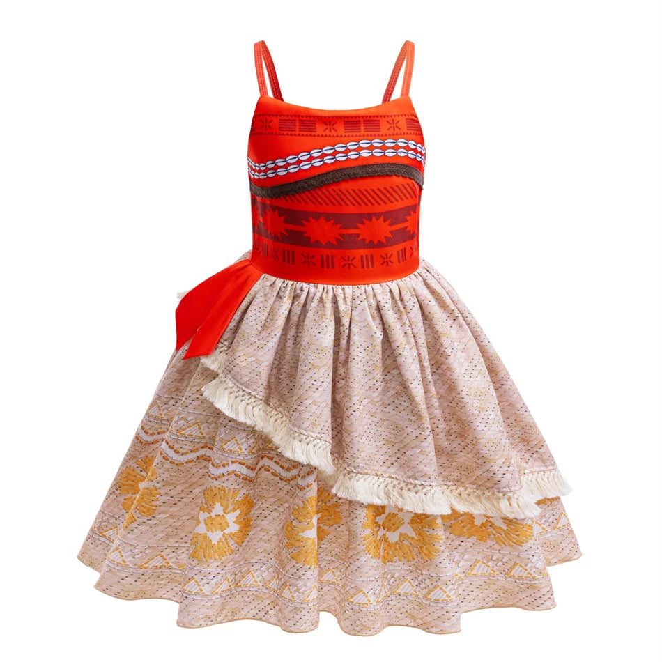 Robe de princesse Disney Moana Vaiana, Costume Cosplay sans manches, vêtements de fête d'anniversaire d'halloween pour enfants, tenues de carnaval
