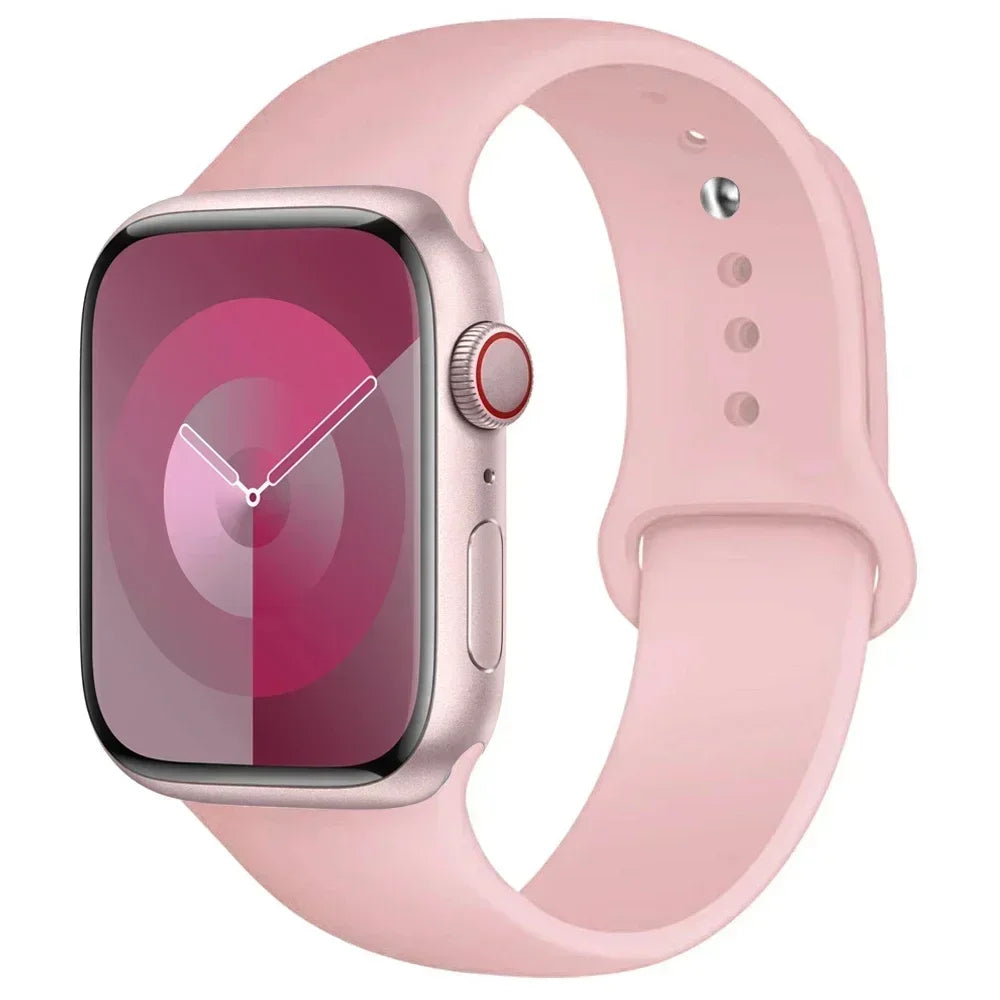 Bracelet en Silicone pour Apple Watch, 44mm 45mm 40mm 41mm 42-46mm, bracelet de sport iwatch série 8 7 6 5 4 9 10 11 SE-Ultra 2/3 49mm