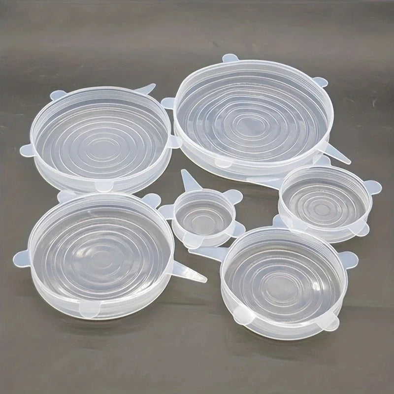 6 pièces/ensemble ustensiles de cuisine en Silicone Transparent conservation de la fraîcheur couvercle de bol universel extensible réfrigérateur four à micro-ondes scellé