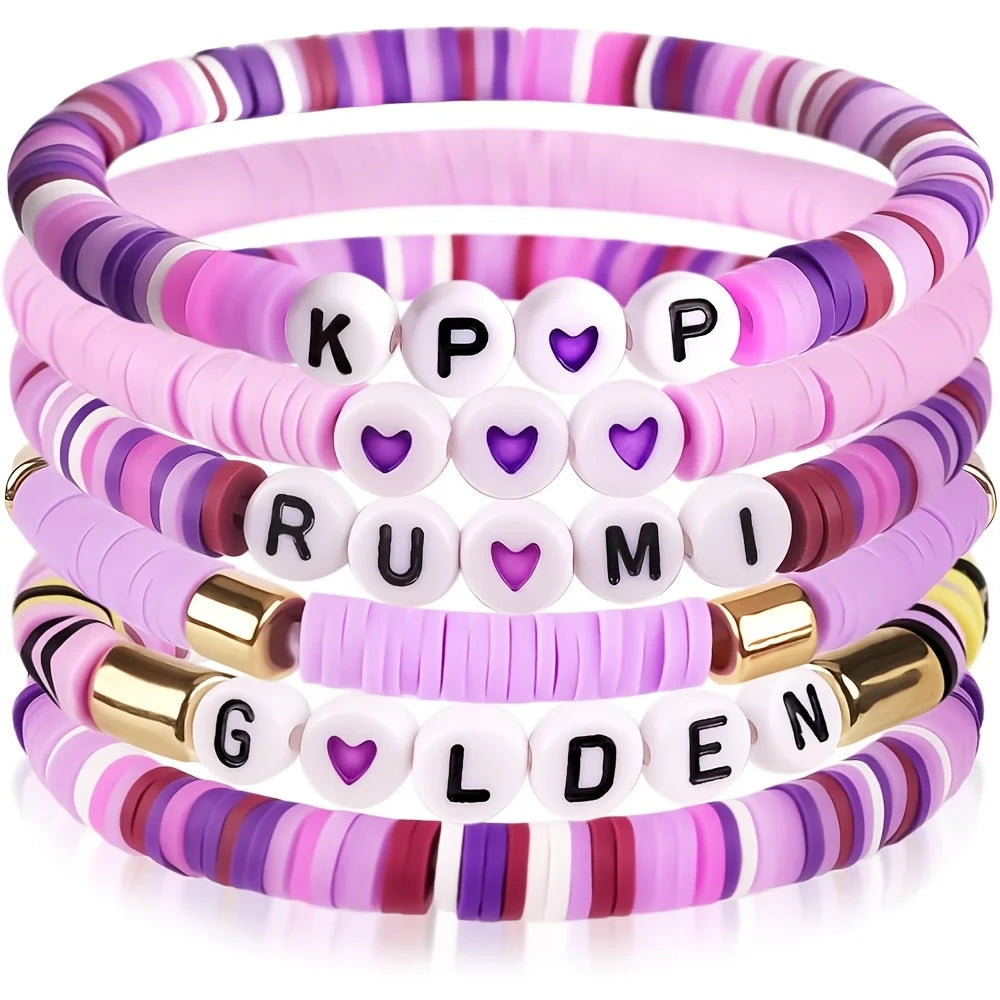 Ensemble de 6 bracelets K-Pop multicolores, bijoux résistants, accessoire de fan, cadeau de concert, cosplay ou anniversaire