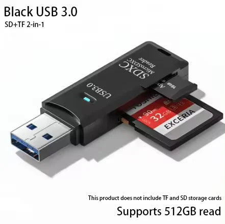 USB 3.0 SD TF Card Reader 2 in 1 High Speed Smart Cardreader Adapter for PC Laptop Notebook Computer Camera Car Mounted