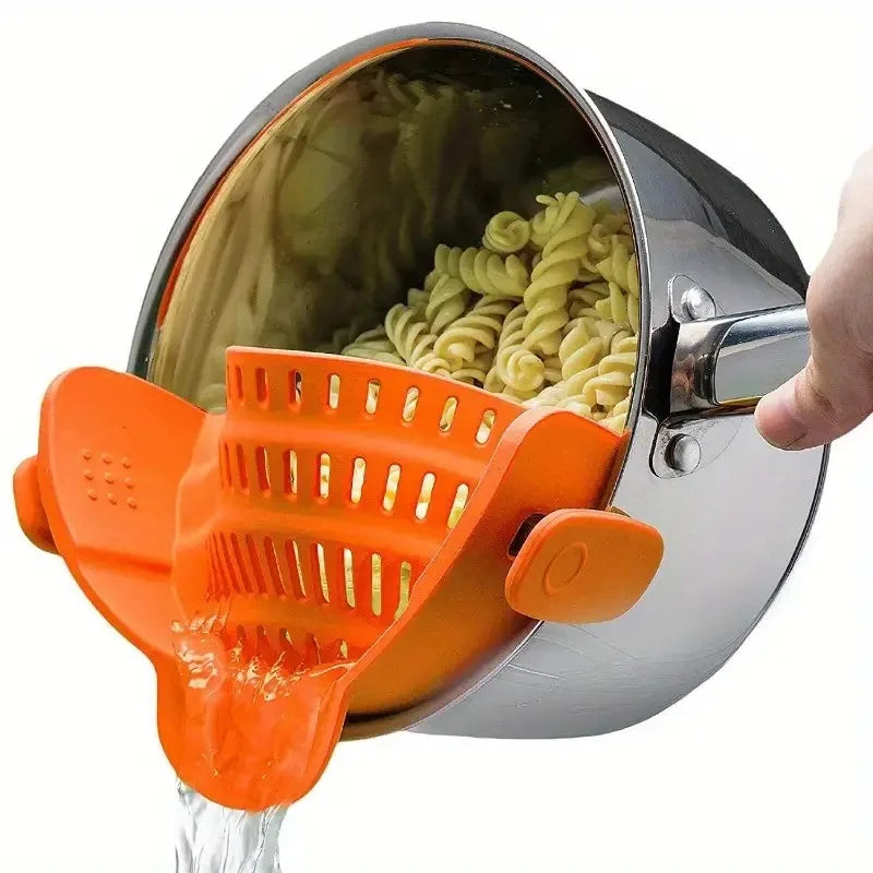 1 passoire à pince réglable en silicone pour casseroles, poêles et bols - Égouttoir manuel pour nouilles et pâtes