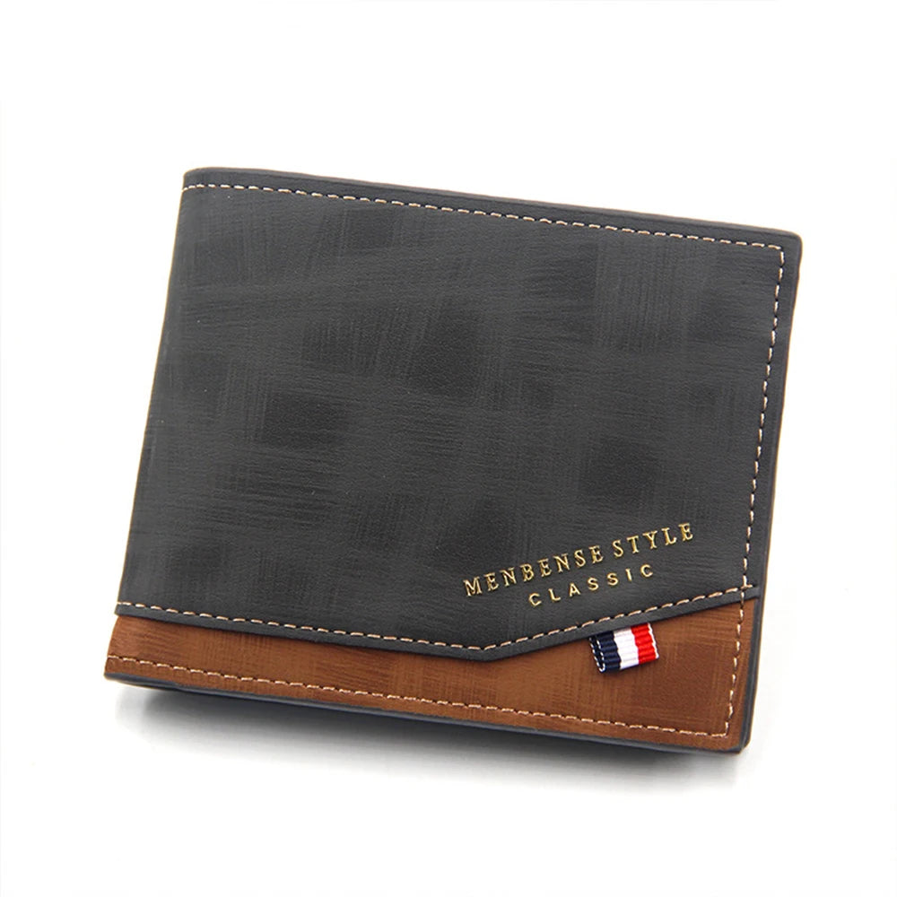Portefeuille court pour homme, fin et classique, avec porte-monnaie et porte-photo, petit portefeuille masculin, porte-cartes de qualité, portefeuille en cuir givré pour homme
