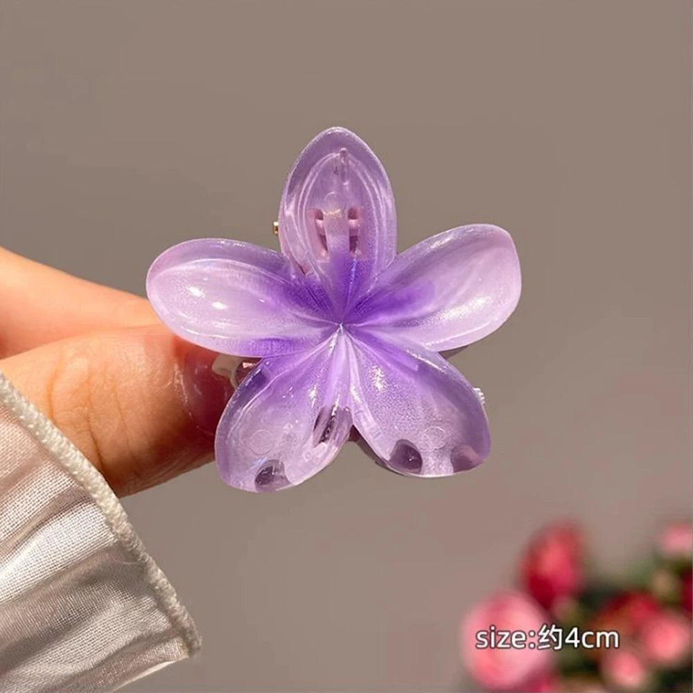 Lot de 6 pinces à cheveux dégradées, nouvelles pinces à cheveux fleuries, petite taille, accessoire de coiffure tendance en forme de crabe pour femmes