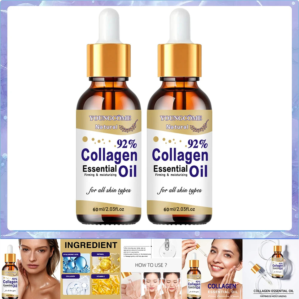 Sérum anti-âge au collagène et aux peptides de collagène pour le visage : éclaircit le teint, atténue les rides et ridules, répare et apaise la peau