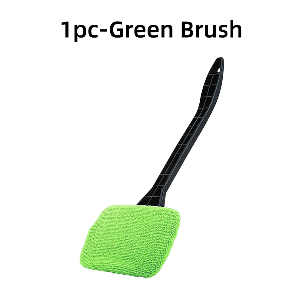 Kit de brosse de nettoyage de vitres de voiture, outil de nettoyage de pare-brise en microfibre, essuie-glace intérieur de voiture, essuie-glace à long manche, tampon en tissu réutilisable