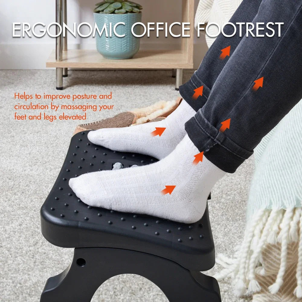 Repose-pieds ergonomique sous bureau avec rouleaux de massage, capacité de 54 kg,
