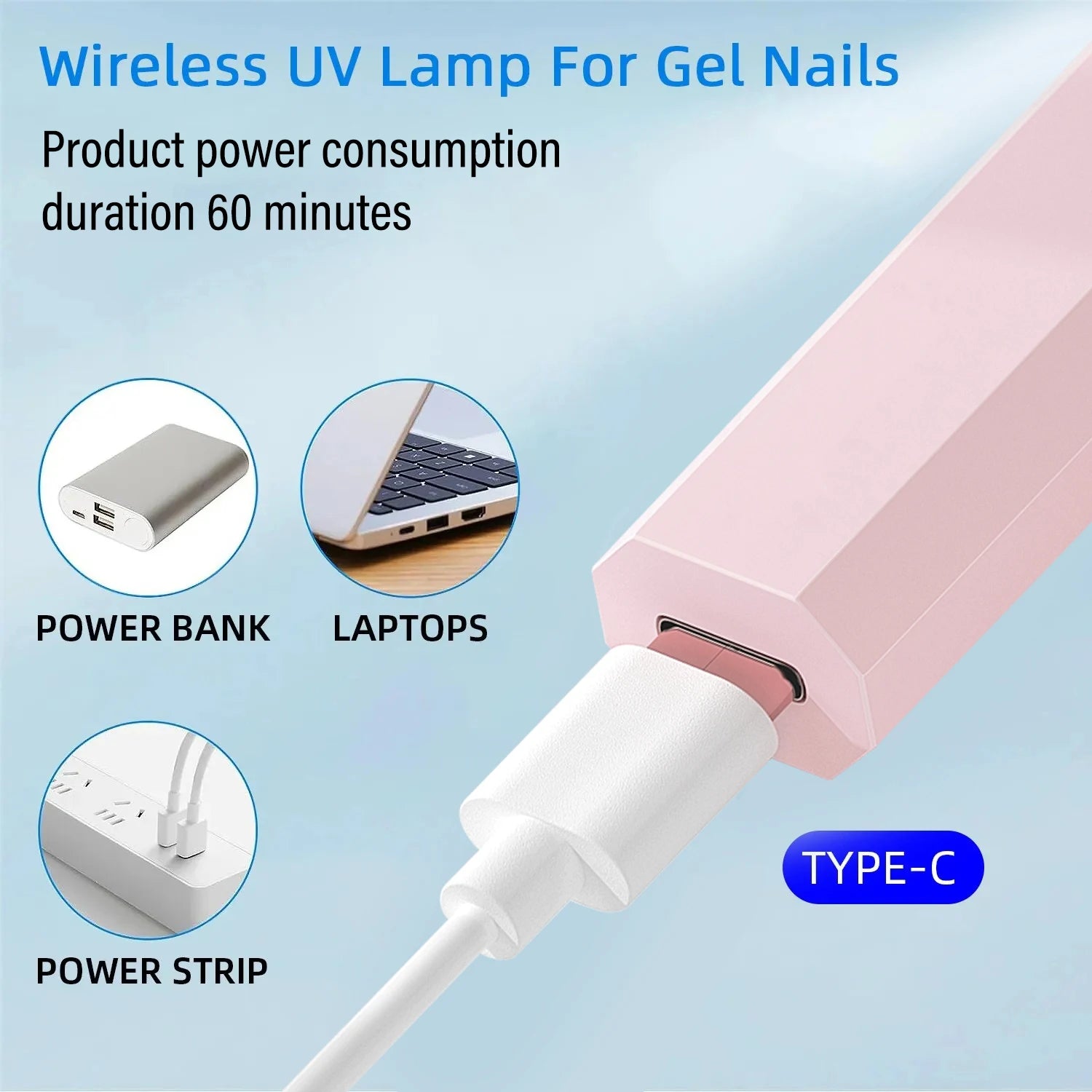 YIKOOLIN Handheld Nail Lamp UV LED Nail Light for Curing All Gel Polish USB Rechargeable Quick Dry Manicure Machine Nail Art