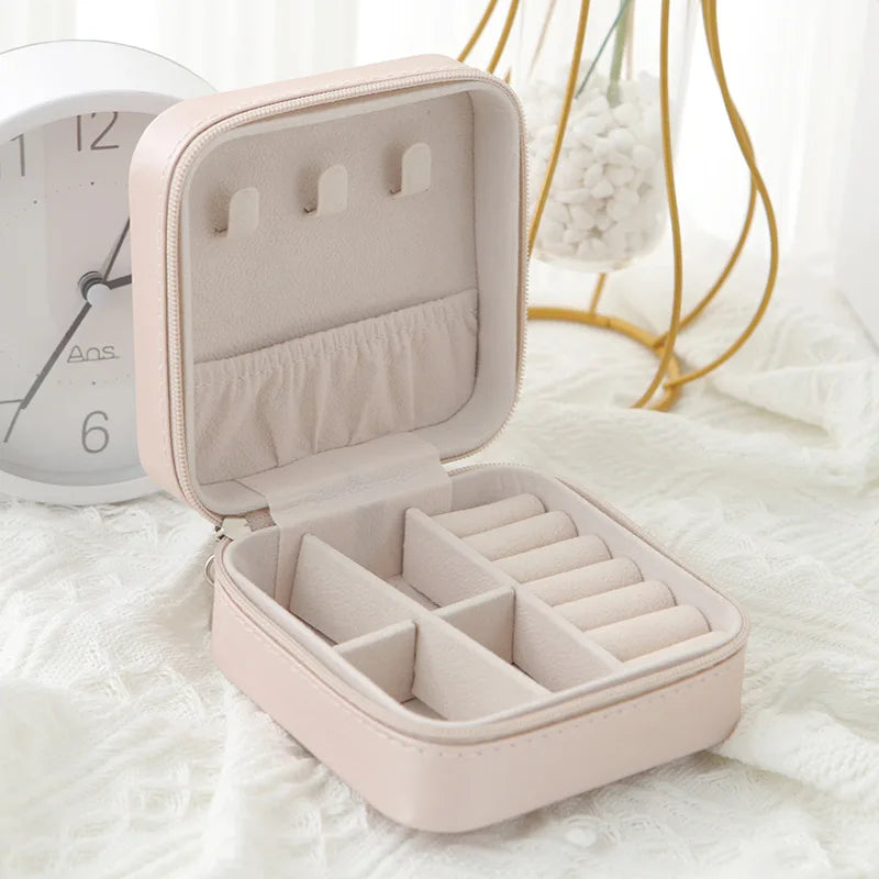 Portable Jewelry Storage Box Home Travel Earrings Necklace Ring Jewelry Box Mini Layered Jewelry Display Case
