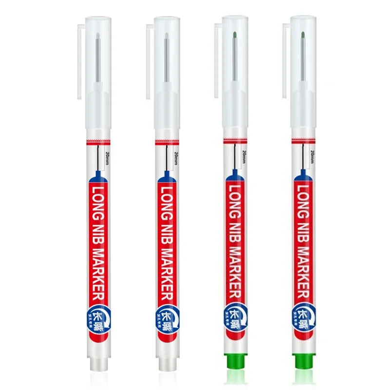 Marqueurs à tête de pointe longue pour stylo perforateur en métal, étanche, salle de bains, décoration du bois, multi-usages, 4 pièces/ensemble 20mm