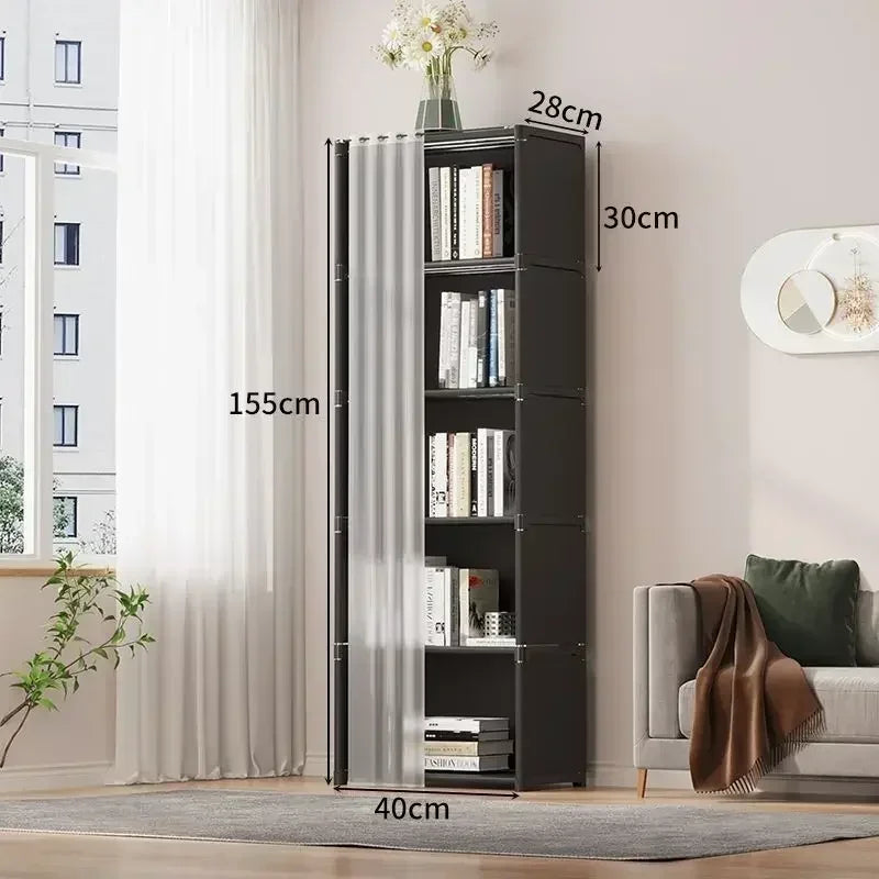 Armoire anti-poussière 6/5 niveaux, grande capacité, étagère de séparation, meuble de chambre à coucher, montage facile, meuble de rangement