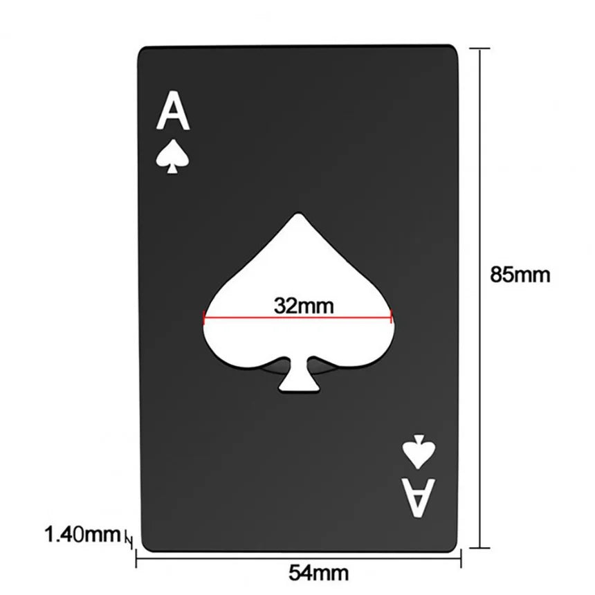 Ouvre-bouteille/boîte créatif en forme de poker, en acier inoxydable, format carte de crédit, idéal pour les bars, restaurants et brasseries. Cadeau idéal.