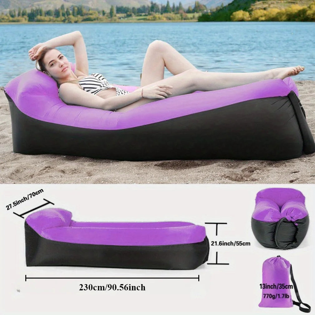 Canapé gonflable paresseux d'extérieur portable, canapé gonflable pliable pour le camping, mobilier d'extérieur, chaise longue gonflable