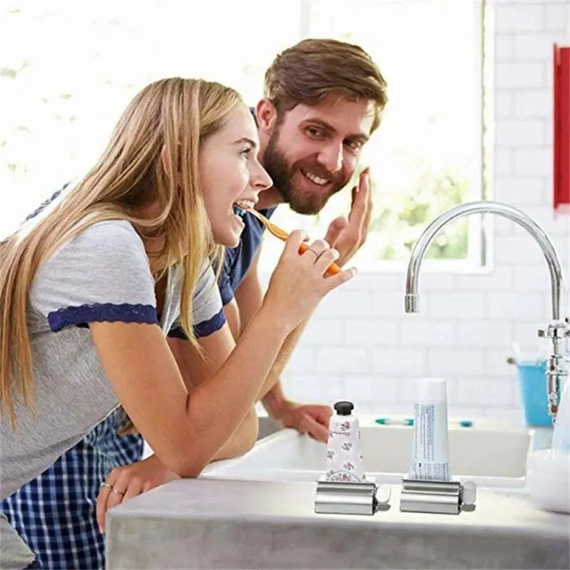 1 rouleau essoreur rotatif en acier inoxydable pour pommades, cosmétiques, accessoires de salle de bain, presse-tube de dentifrice