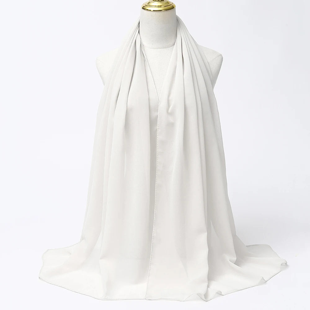 Musulman En Mousseline De Soie Hijab Écharpe Femmes Longue Couleur Unie Tête Wrap Pour Femmes Hijabs Foulards Dames Musulman Voile Jersey Hijabs