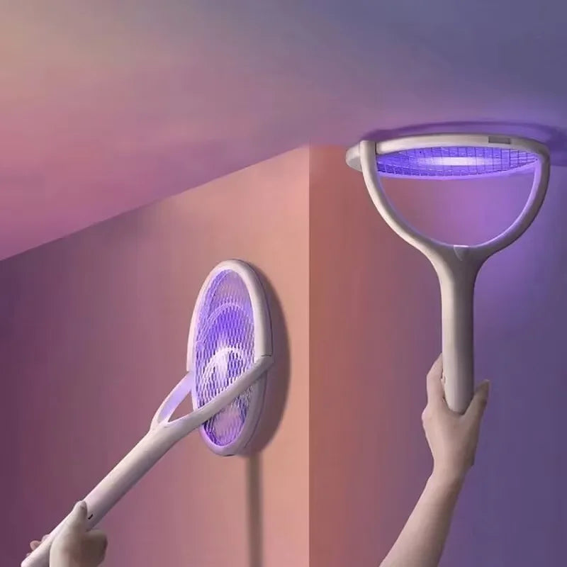 Raquette de charge rapide 5 en 1, tue les insectes volants, lampe isolée de sécurité, alimentée par batterie, tapette électrique anti-moustiques réglable en ABS