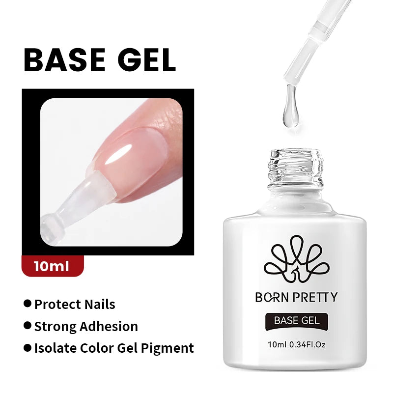 BORN PRETTY 10ml Base Gel couche de finition Gel de caoutchouc Gel de renfort pour ongles outils tremper UV LED vernis à ongles fonction Gel