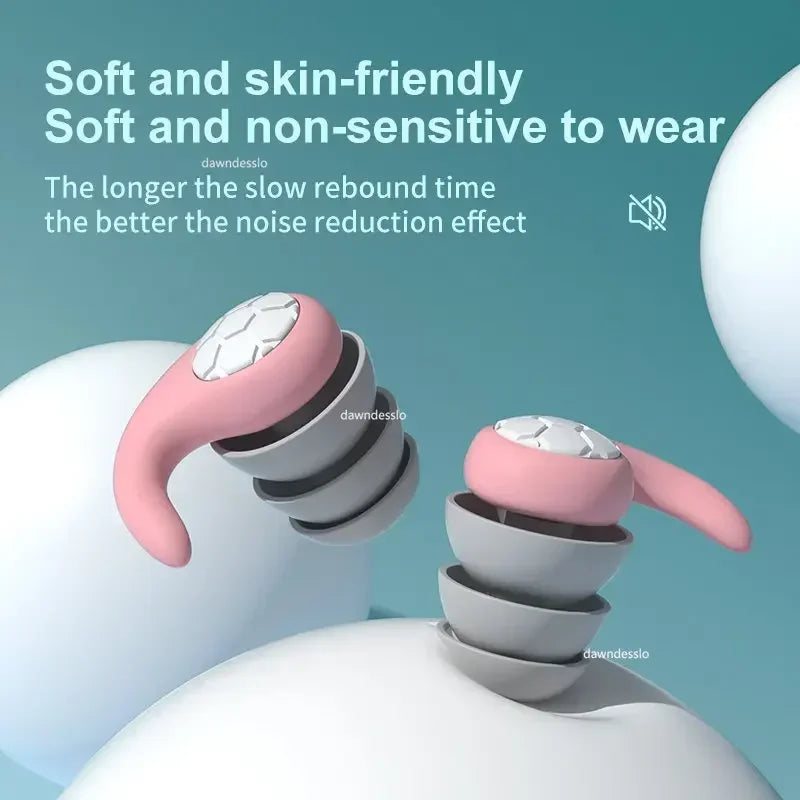 Une paire de bouchons d'oreille en silicone souple avec réduction de bruit, étanches, confortables à porter, adaptés pour dormir et nager